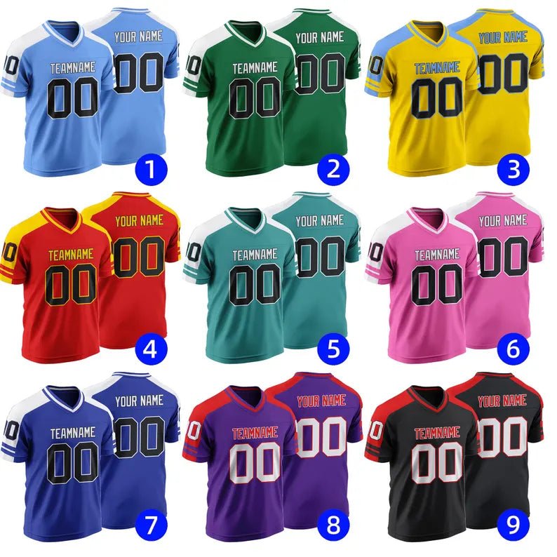 Custom American Football Jersey Personalized Stitched Name and Number Breathable Mesh Top for Team Game Sports or Work wear