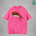 Cute SushiInterest Printed Washed T-Shirt 230G Multicolor Loose Trendy Fashionable 100%Cotton Short Sleeve Top