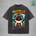PugzillaInterest Printed Washed T-Shirt 230G Loose Trendy Fashionable 100%Cotton Short Sleeve Top