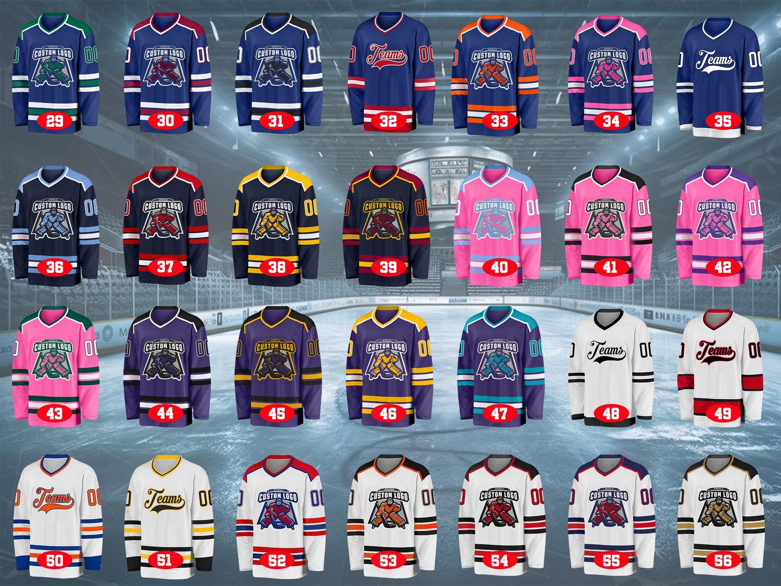 Custom Hockey Jersey Printed Stitched Personalized Name Number Logo Sports Hockey Long Sleeve for Men Women Kids Toddler Fan