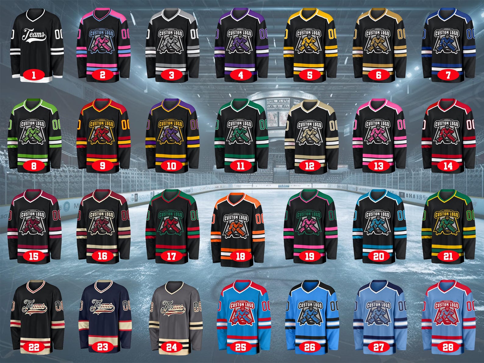 Custom Hockey Jersey Printed Stitched Personalized Name Number Logo Sports Hockey Long Sleeve for Men Women Kids Toddler Fan