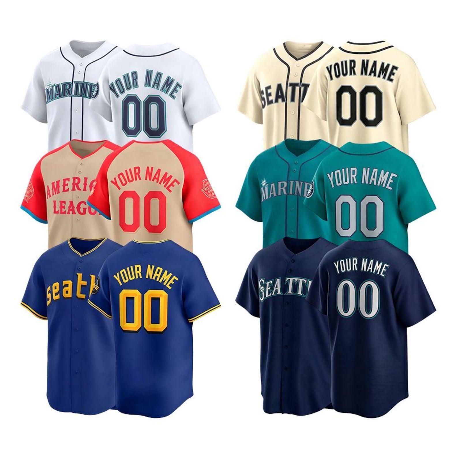 Custom Seattle Baseball Jersey | Personalized Stitched Name Number | Men/Youth Size | Game Day Fan Jersey Gift