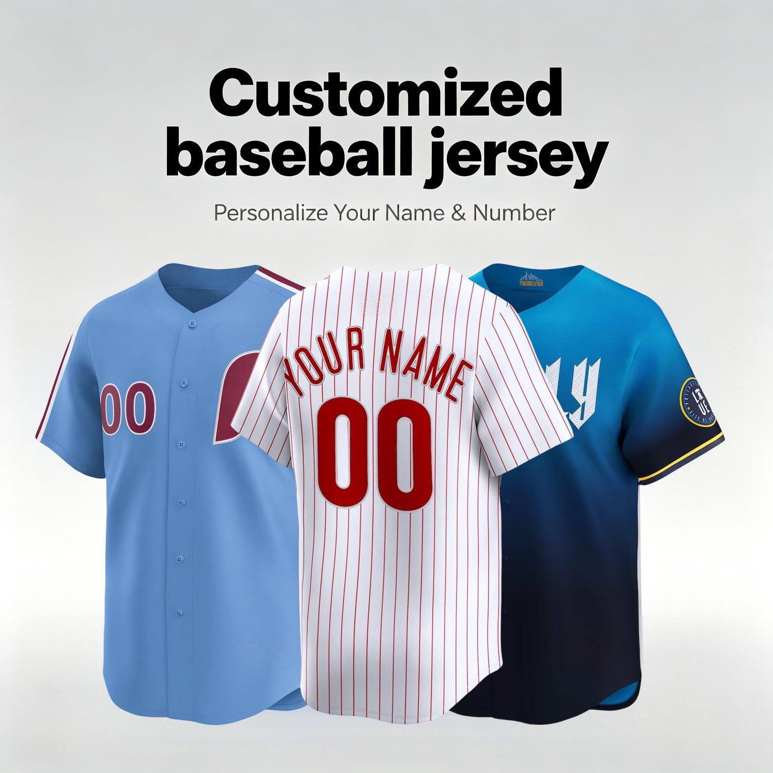 Personalized Philadelphia Baseball Jersey, Custom Name & Number, Team sports shirts wedding Jersey Stitched Gift