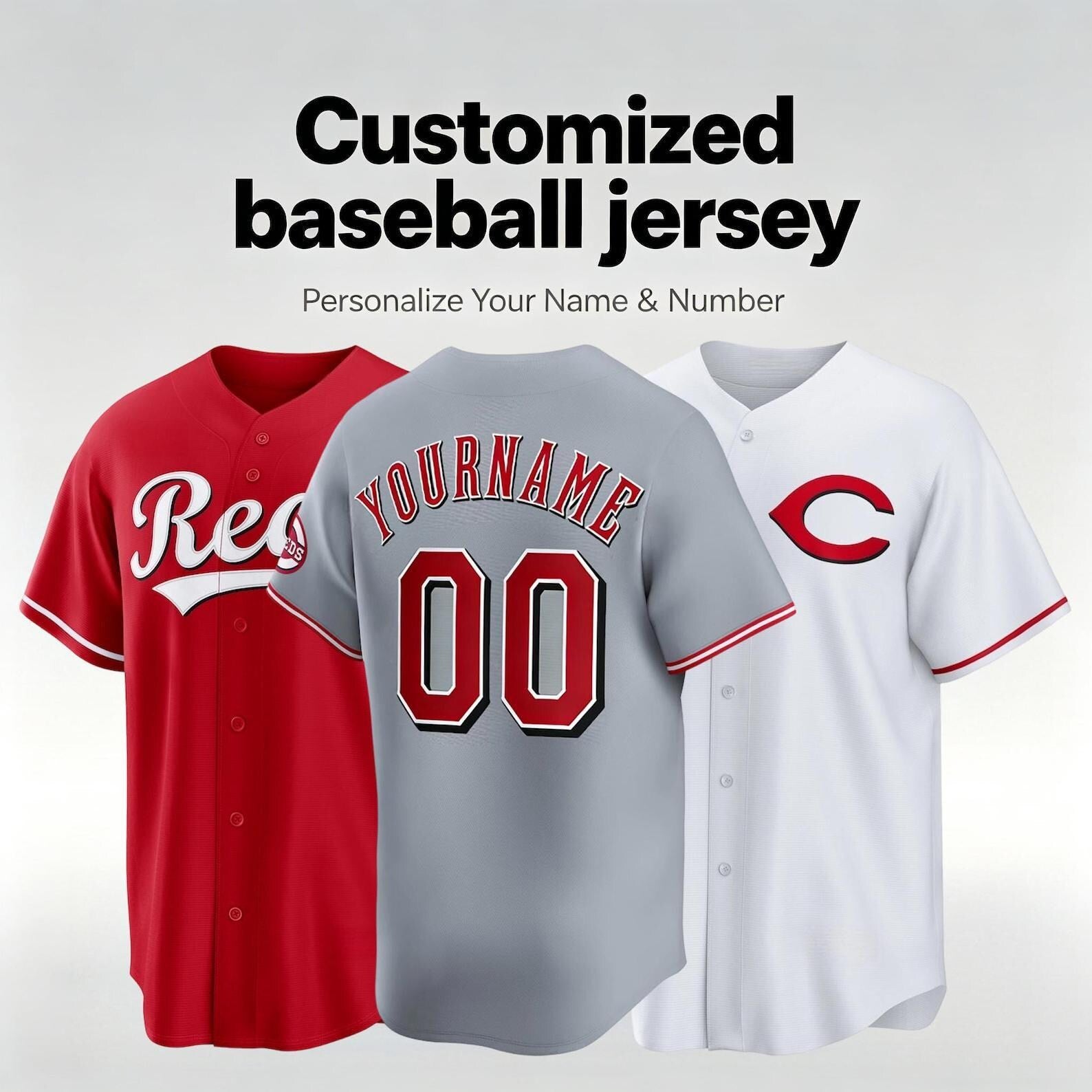 Personalized Cincinnati Baseball Jersey, Custom Name & Number, Team sports shirts wedding Jersey Stitched Gift