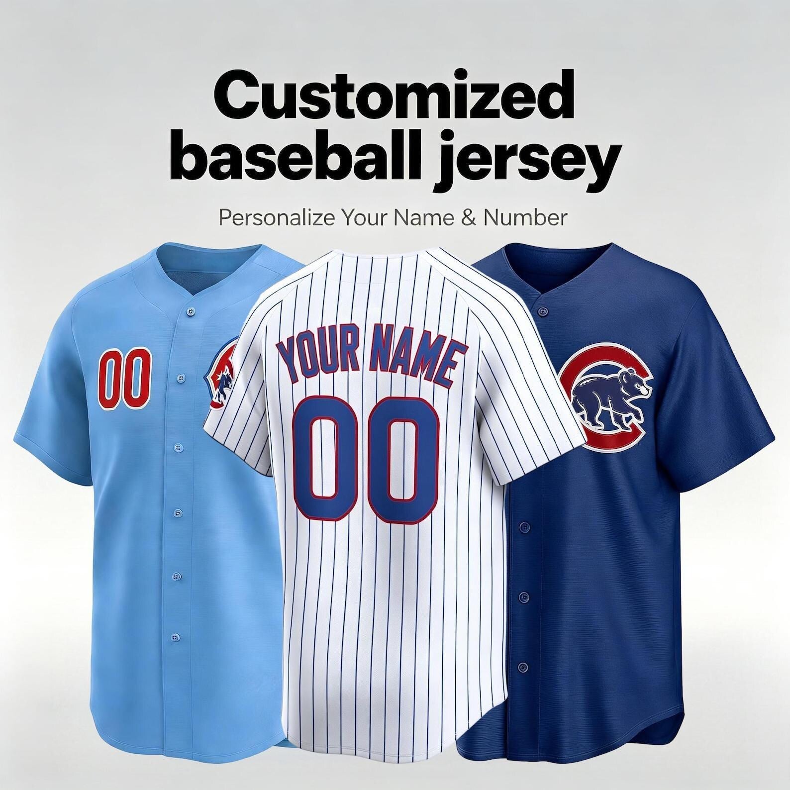 Personalized Chicago Baseball Jersey, Custom Name & Number, Team sports shirts wedding Jersey Stitched Gift