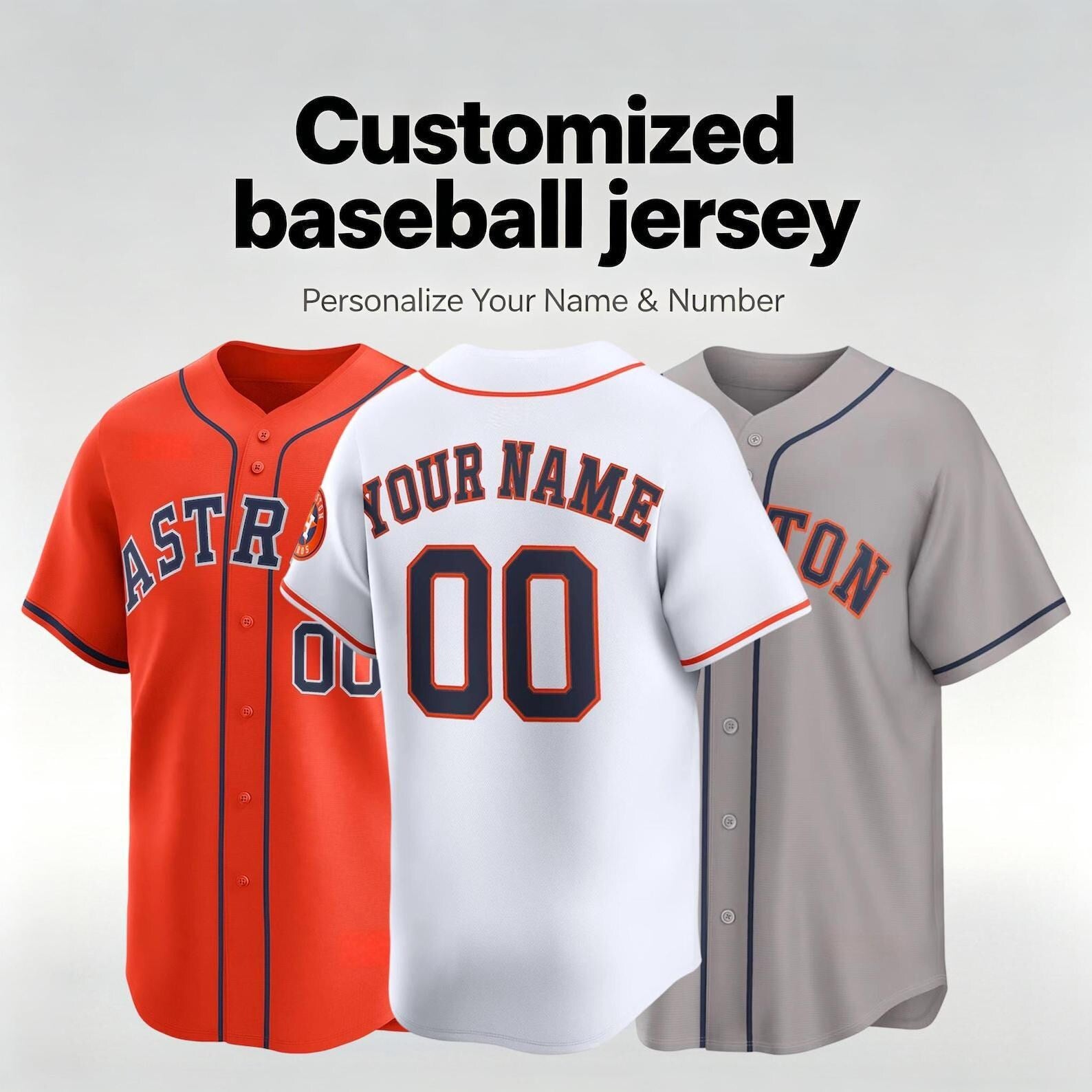 Personalized Houston Baseball Jersey, Custom Name & Number, Team sports shirts wedding Jersey Stitched Gift